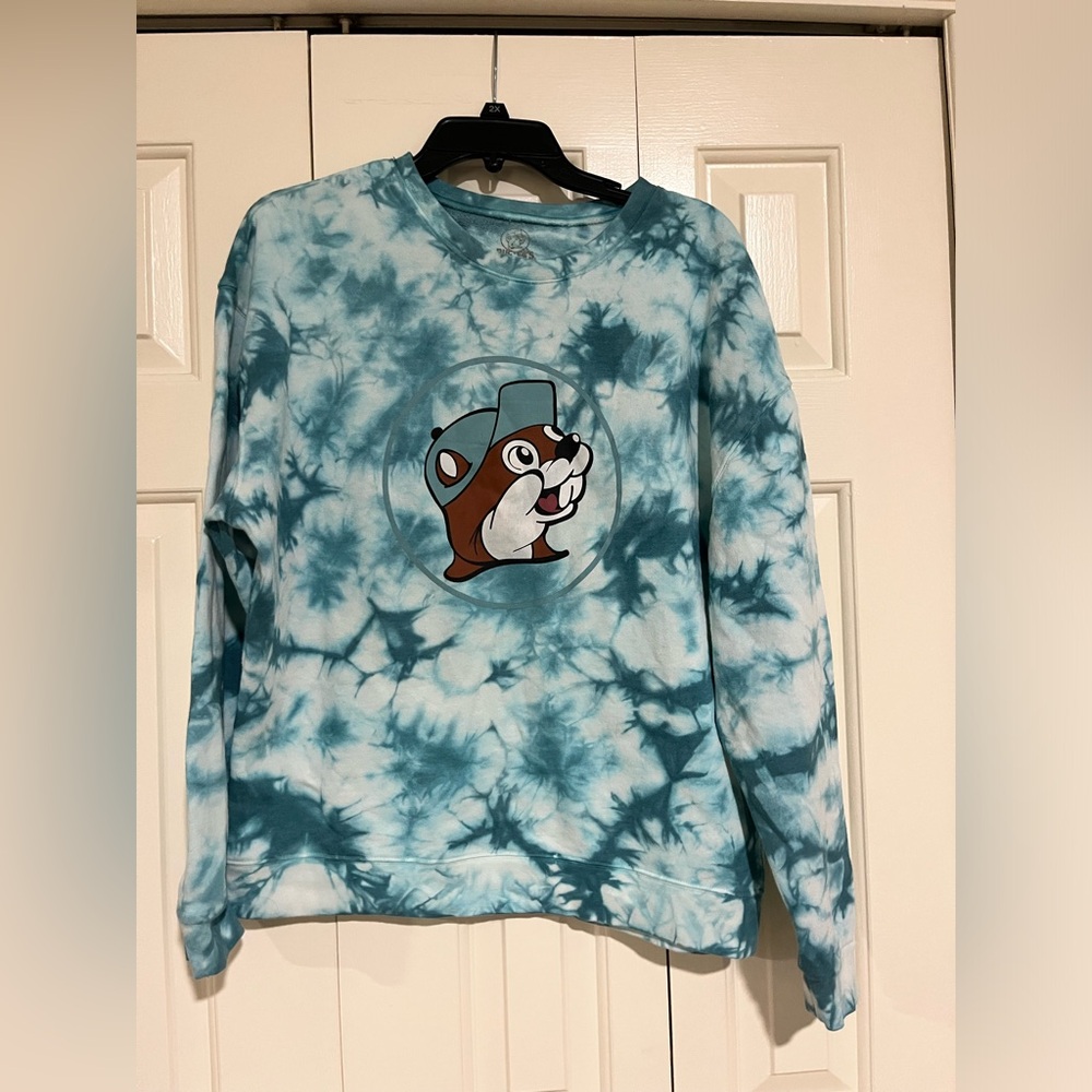 BUC-EES Blue Tie Dye Long Sleeve Pullover Top‎